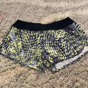 Women’s blue and green running shorts